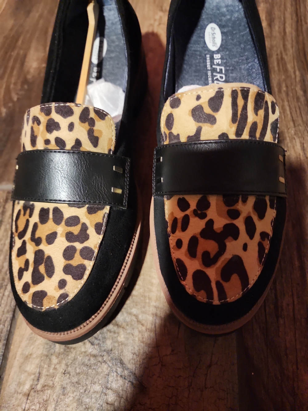 Dr. Scholl's Leopard Print Black & Tan Loafers